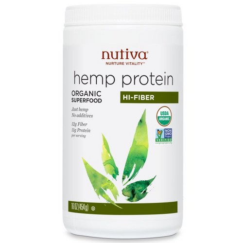 Nutiva-유기농 헴프 프로틴+하이 화이바 16oz(454g)